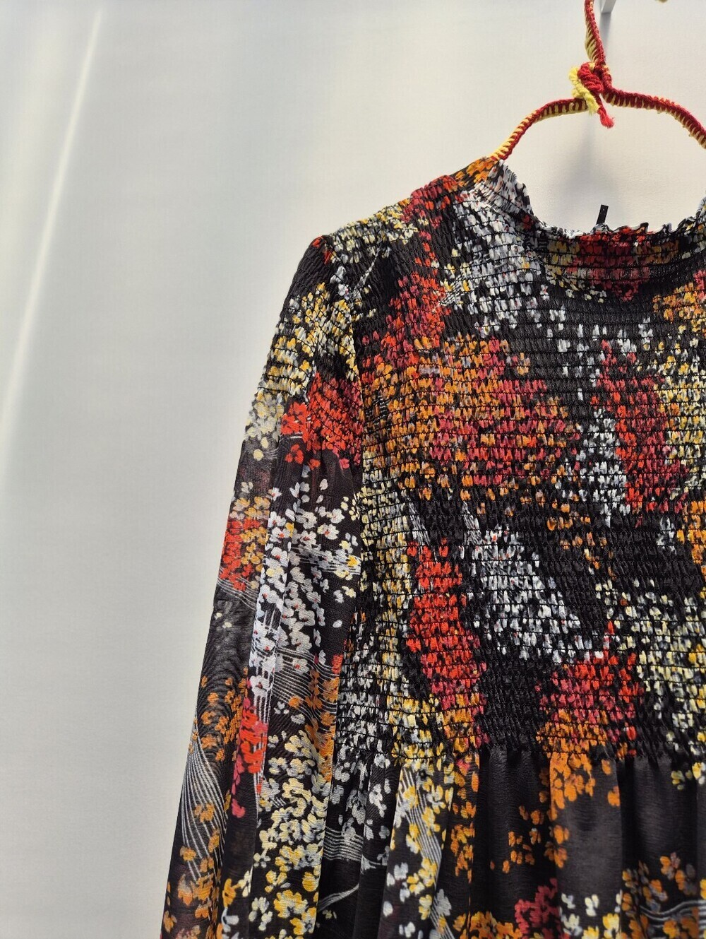 Anthropologie Akemi Kin Adria Smocked Blouse M Floral Mesh Whimsigoth Boho - Picture 13 of 16